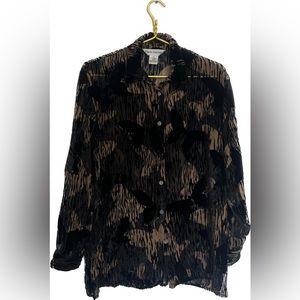 *Paolo Santini Brown Black Butterfly Pattern Burnout Velvet Blazer Jacket Size